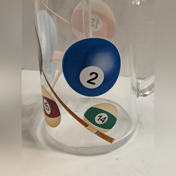 Luminarc Billiards Theme Glass Martini Pitcher With Stirrer Pool Balls. - Picture 3 of 6